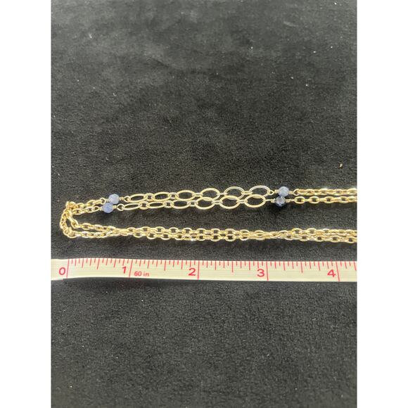 Vintage Sterling Silver Coin Pearls & Blue gemstones chain necklace - Picture 6 of 7